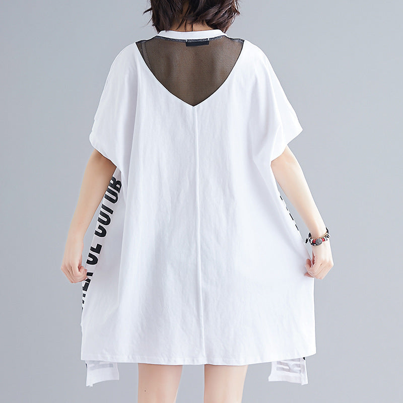 Letter Print Bat Midi Dress On Both Sides