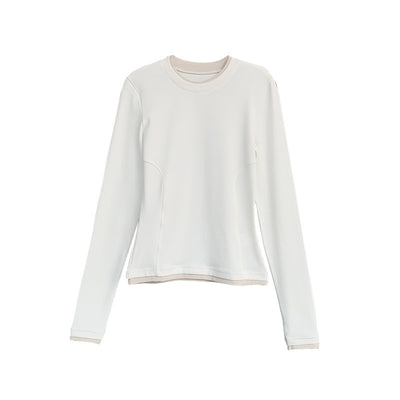 Round Neck Shoulder Wool Base Shirt Women