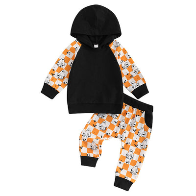 Kids' Multicolor Hoodie Plaid Trousers Two-piece Set