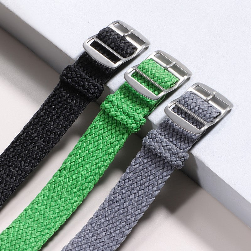 Woven Nylon Watchband Pieces Over Canvas Watch Strap