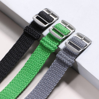 Woven Nylon Watchband Pieces Over Canvas Watch Strap