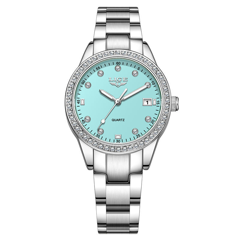 Fashion Girl Quartz Watch Diamond-encrusted Multifunctional Waterproof Luminous