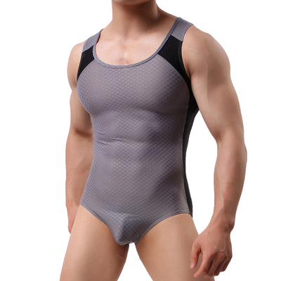 Men's Body Sculpting Nylon Sports Vest One Piece Underwear Bodysuit