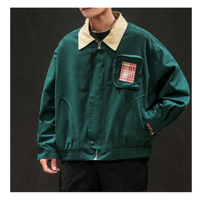 Contrast collar lapel tooling jacket men