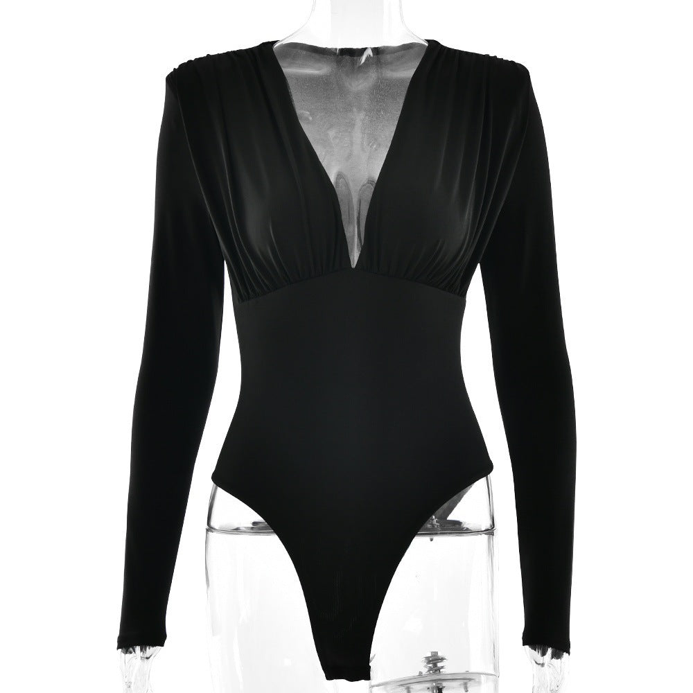 New Women's Deep V-neck Long-sleeved Jumpsuit