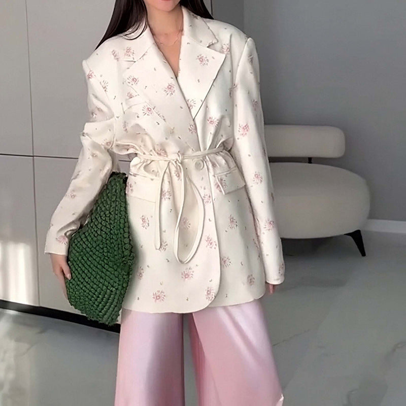 Collar Lace-up Waist-tight Suit Jacket