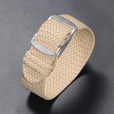 Woven Nylon Watchband Pieces Over Canvas Watch Strap