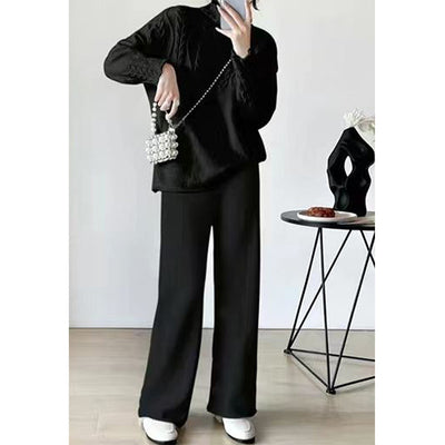 Sweater Wide Leg Trousers Look Slimming Two-piece Suit High