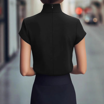 Women's Fashion Casual Korean Style Temperament Crew Neck Solid Color Shirt