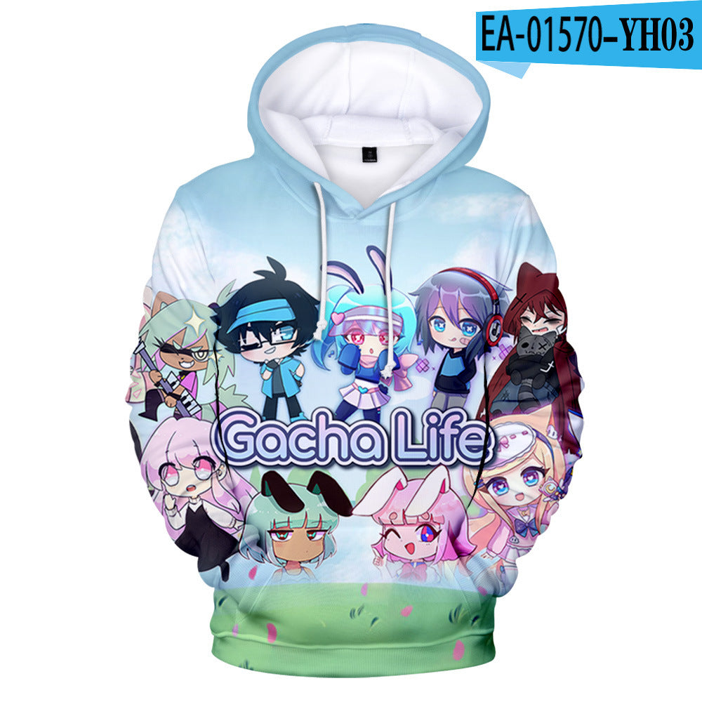 Adult kids 3D color printing hooded sweater