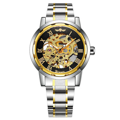 Business Leisure Hollow-out Room Gold Mechanical Watch