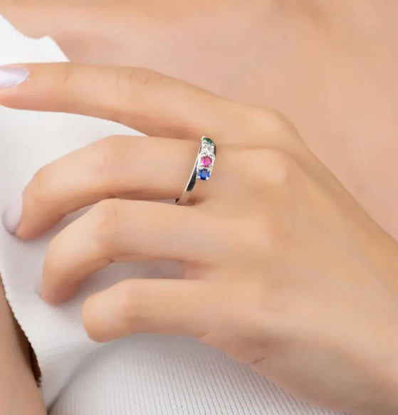 Mother Gift 925K Silver Dainty Ring