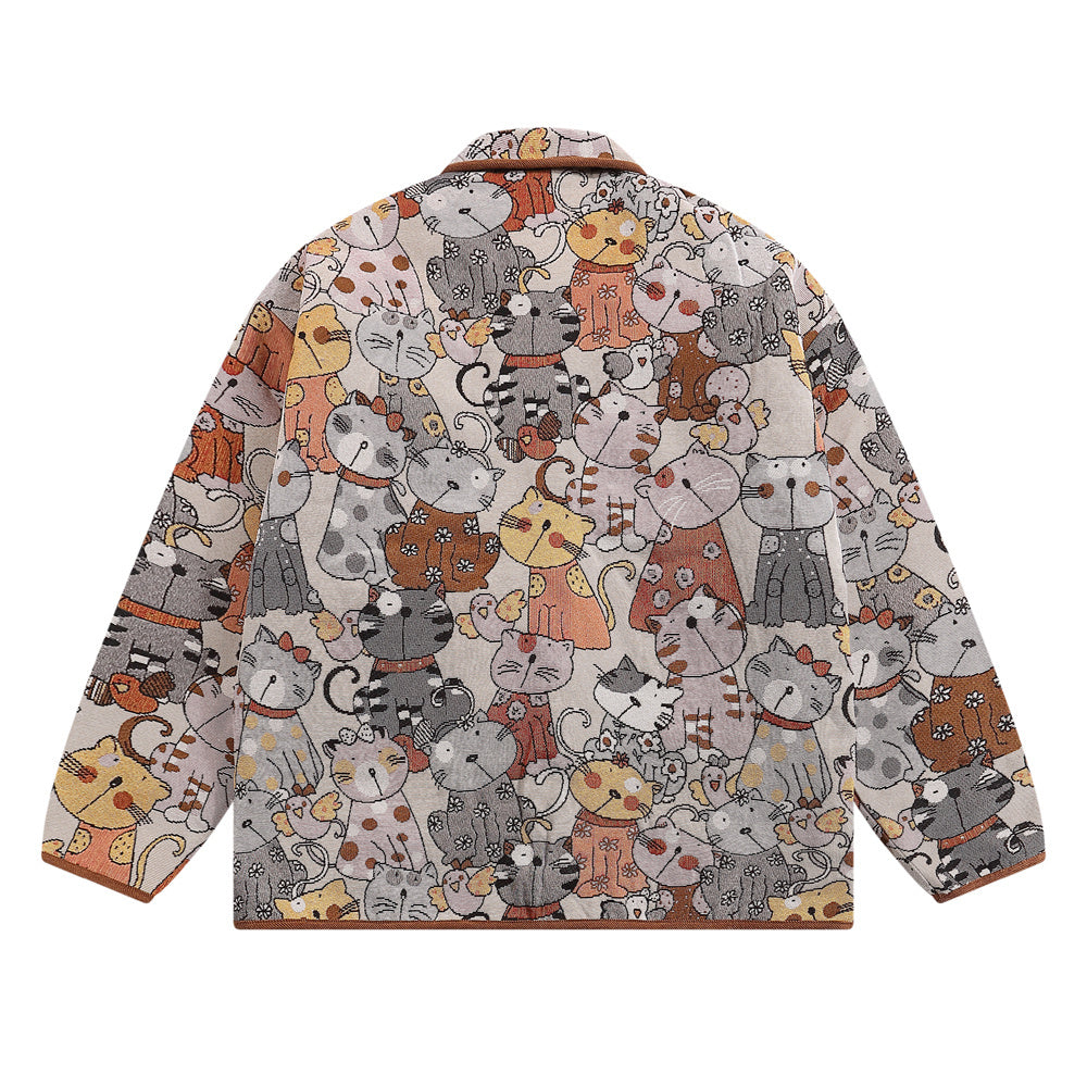 Jacquard Quilted Polo Collar Jacket Men