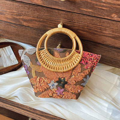 Sequin Straw High-grade Sense Niche Embroidered Bag