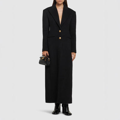 Elegant And Capable Slim-fit Single-row Two-button Women's Extended Coat