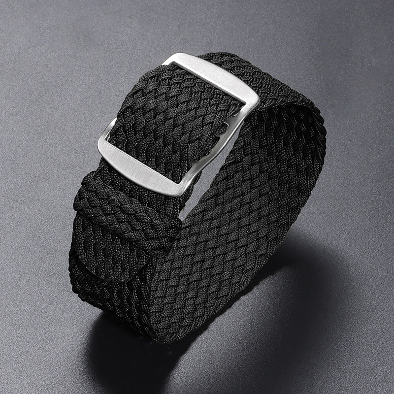 Woven Nylon Watchband Pieces Over Canvas Watch Strap