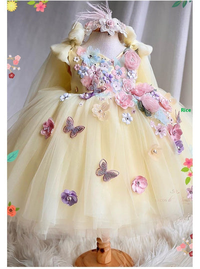 Girls' Embroidered Princess Dress Bride Fellow Kids