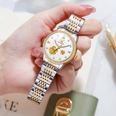 Hollow Mechanical Watch Women's Steel Belt Waterproof