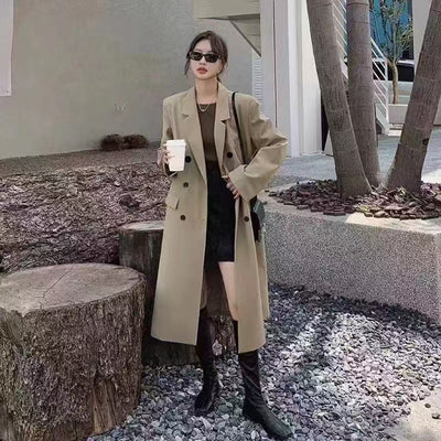 Brown Long Suit Jacket Women's Loose High-grade Temperament