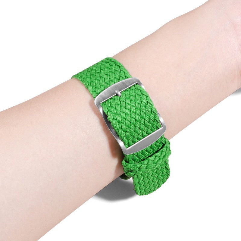 Woven Nylon Watchband Pieces Over Canvas Watch Strap