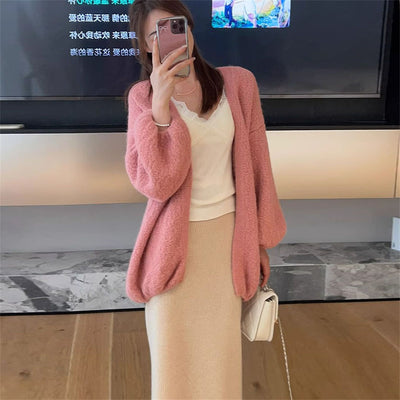 Soft Glutinous Idle Style Dinified Sweater Coat Women Loose Plus Size Women