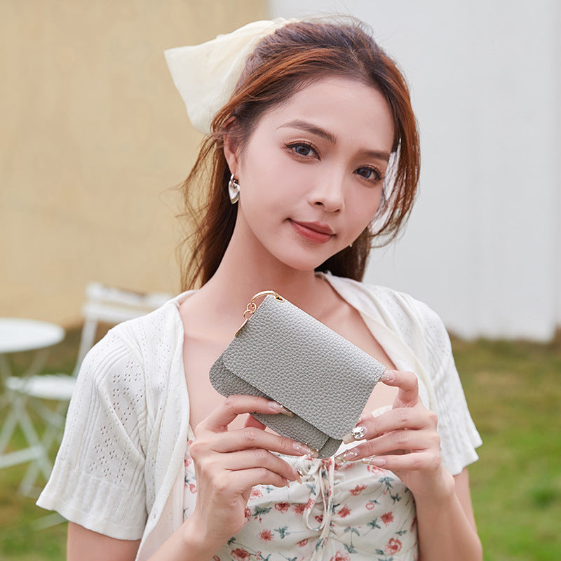 Women's Short Chic Multiple Card Slots Magnetic Snap Wallet