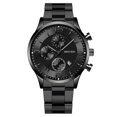 Fashion Numbers Three-eye Calendar Men's Watch