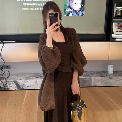 Soft Glutinous Idle Style Dinified Sweater Coat Women Loose Plus Size Women