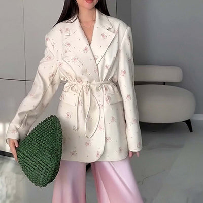 Collar Lace-up Waist-tight Suit Jacket