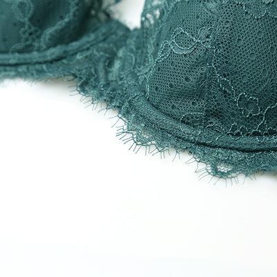 Ladies Breathable Gathered Lace Bra Underwear Set