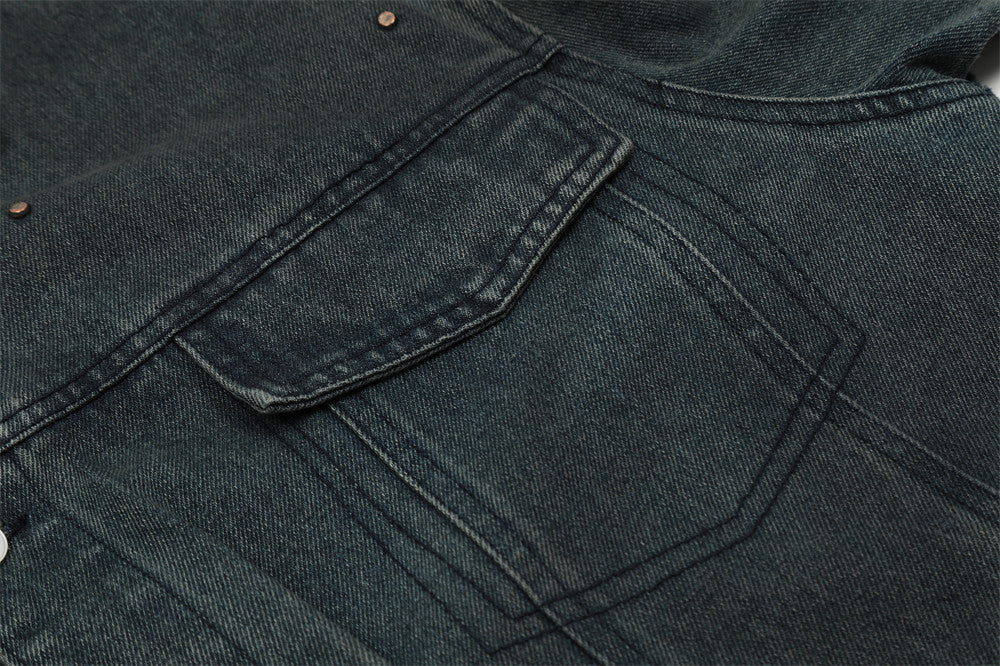 Punk Distressed Denim Jacket Coat Men