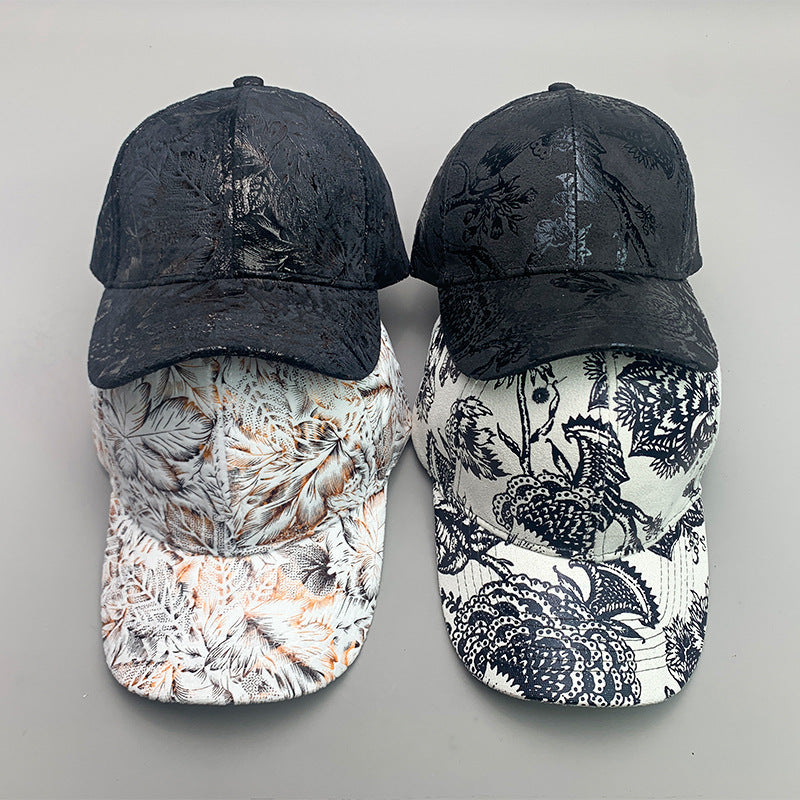 Korean Style Pure Leather Printing Baseball Caps