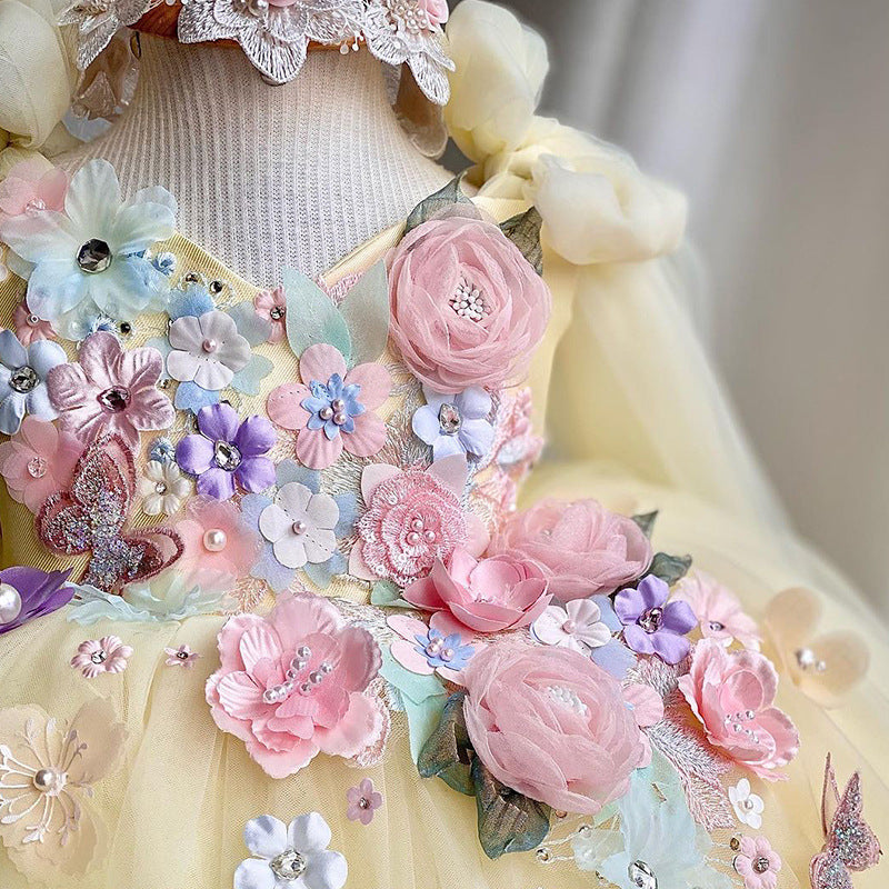 Girls' Embroidered Princess Dress Bride Fellow Kids