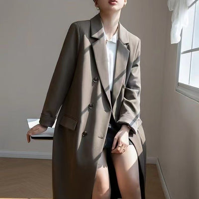 Brown Long Suit Jacket Women's Loose High-grade Temperament