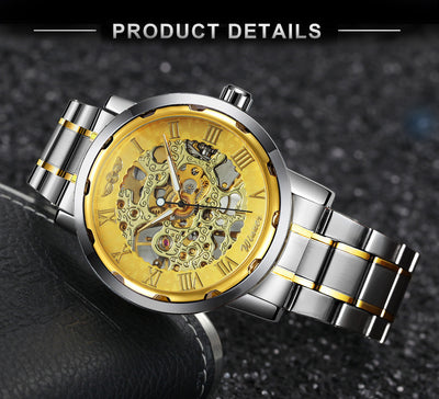 Business Leisure Hollow-out Room Gold Mechanical Watch