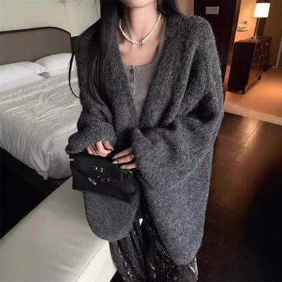 Soft Glutinous Idle Style Dinified Sweater Coat Women Loose Plus Size Women