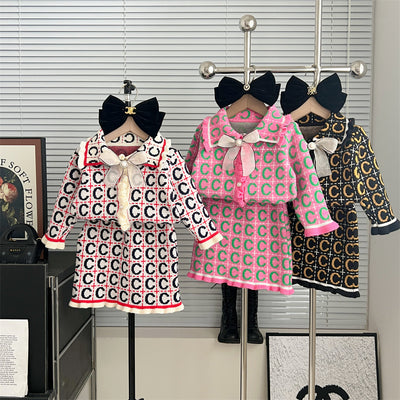 Kids' Sweater Suit Knitted Cardigan Two-piece Set