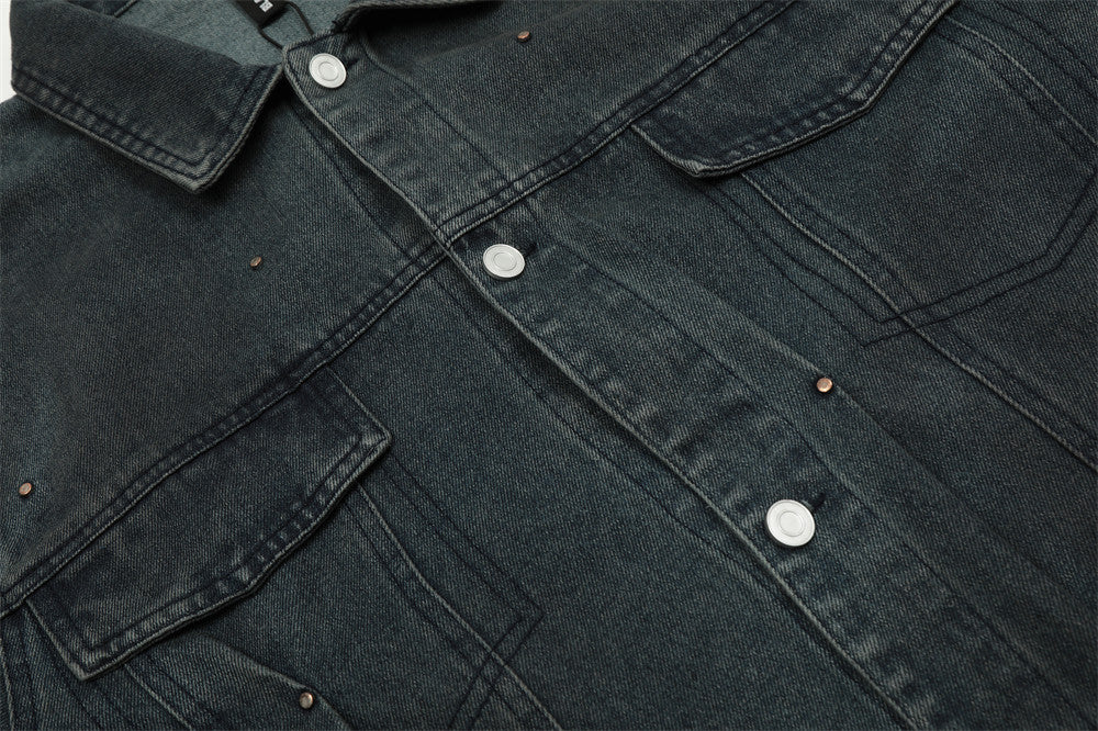 Punk Distressed Denim Jacket Coat Men