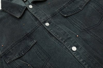 Punk Distressed Denim Jacket Coat Men