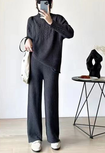 Sweater Wide Leg Trousers Look Slimming Two-piece Suit High