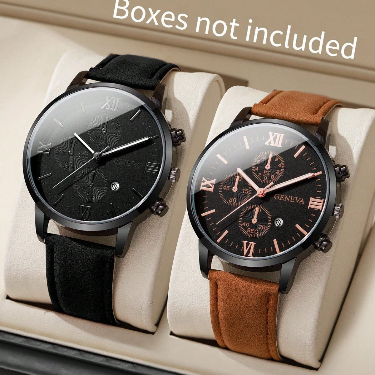 Three Eyes With Calendar Simple Casual Business Men's Quartz Watch Bracelet Suit