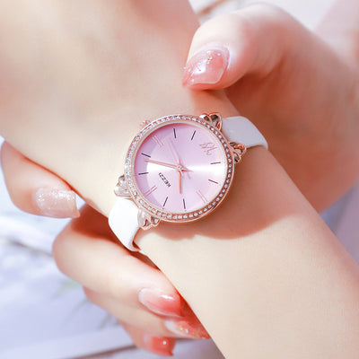 Women's Diamond-embedded Simple Elegant Belt Quartz Waterproof Watch