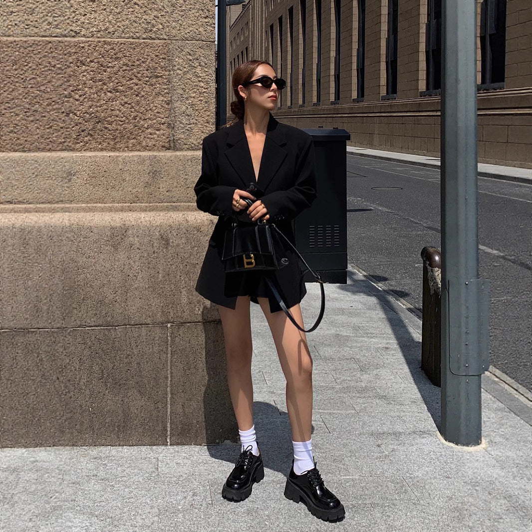 Slim-fit Black Suit Jacket Women's Design Sense Niche