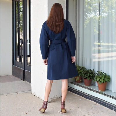 Elegant Round Neck Waist Trimming Elegant Trench Coat