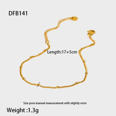 Stainless Steel 18K Gold Plating Hemp Flowers Chain Figaro Chain Bracelet For Women