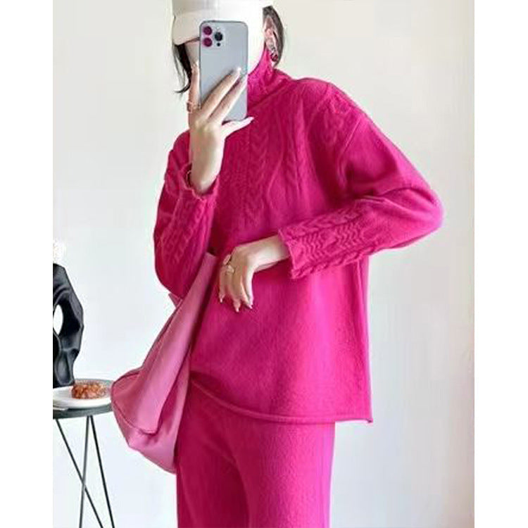 Sweater Wide Leg Trousers Look Slimming Two-piece Suit High