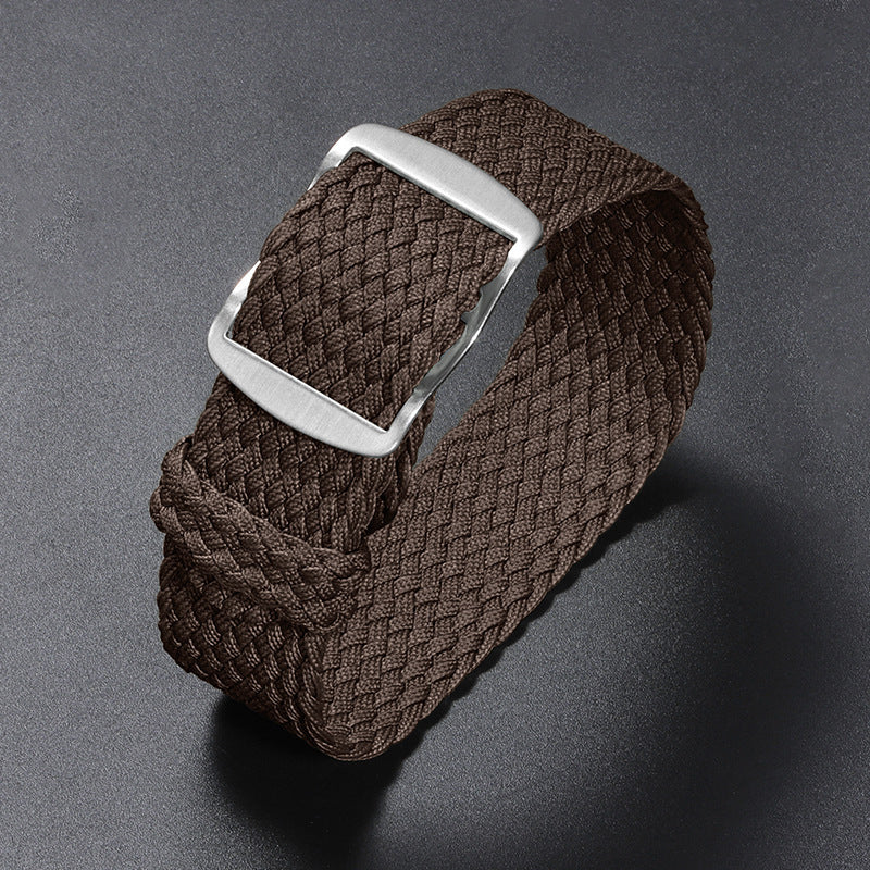 Woven Nylon Watchband Pieces Over Canvas Watch Strap