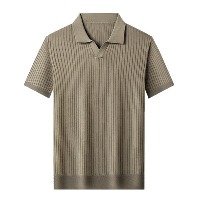 Mulberry Silk T-shirt Men's Short-sleeved Lapel High-end Casual Business