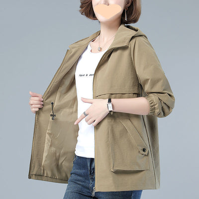New Hooded Mom Fashion Casual Trench Coat Top For Women