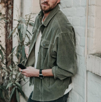 Punk style corduroy loose jacket men